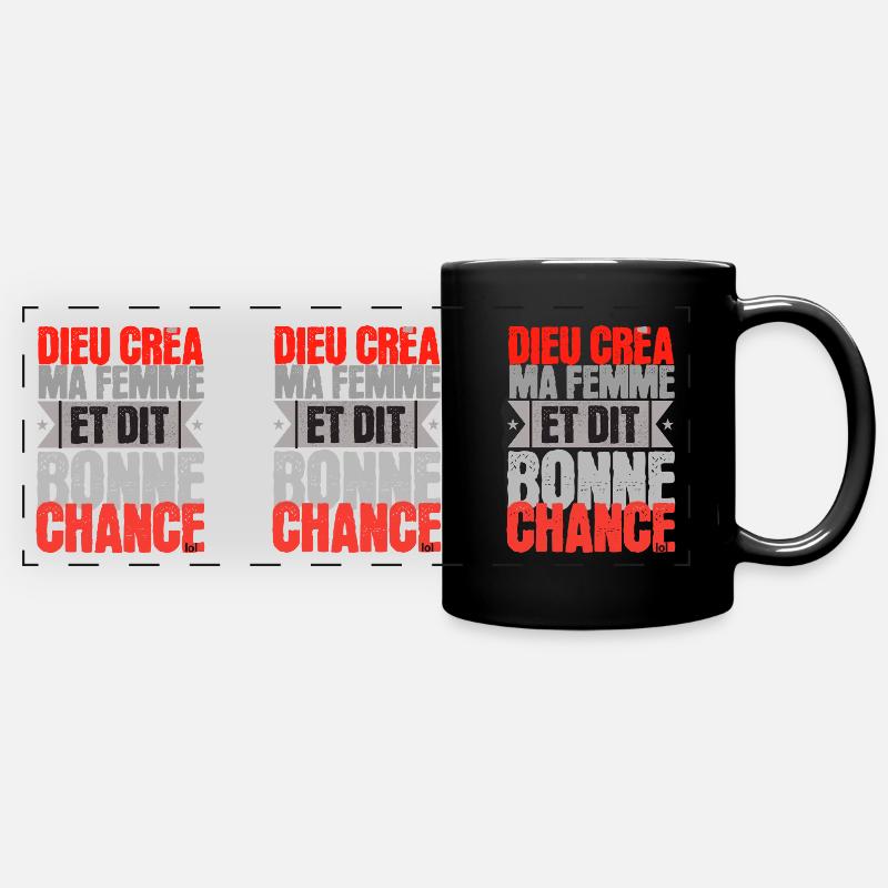 God Created My Wife Mug - Full Colour Panoramic Mug - black