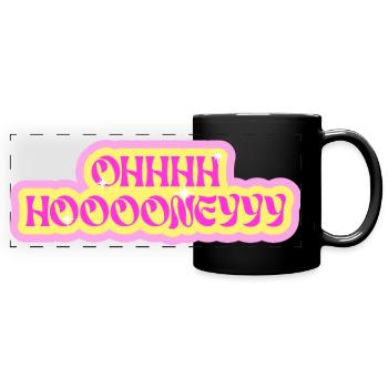 Ohhh hoooneyyy "Oh Honey" Neon Bubble Typography - Full Colour Panoramic Mug - black - Front