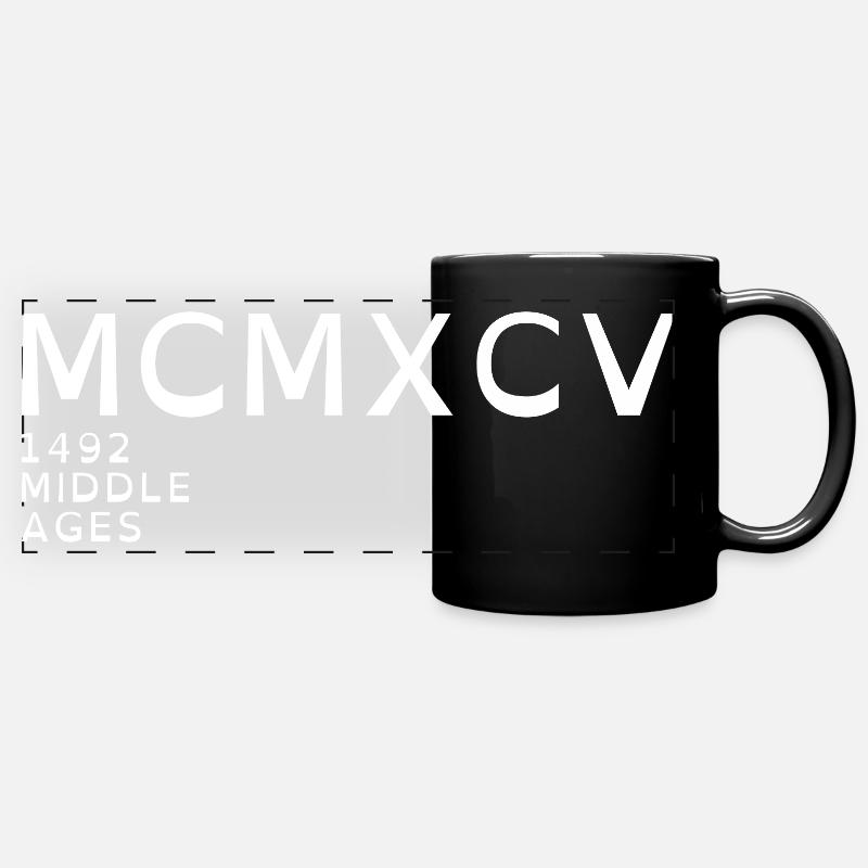 1995_LINE_white - Panorama-Tasse farbig - Schwarz