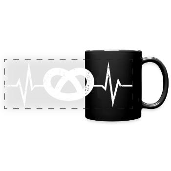 Pretzel ECG Battement de cœur Amour bretzel bretzel - Mug panoramique uni - noir - Devant