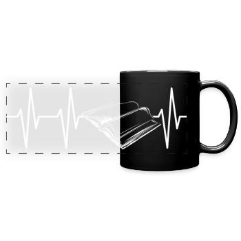 Icône Heart Books Reading Symbol Pulse Book Reader - Mug panoramique uni - noir - Devant