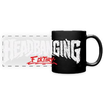 Headbanging logo white - Full Colour Panoramic Mug - black - Front