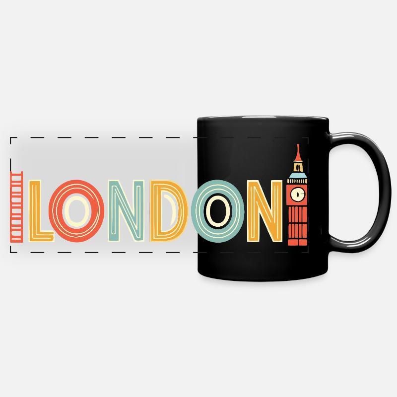 Mehrfarbiges Retro-London - Panorama-Tasse farbig - Schwarz