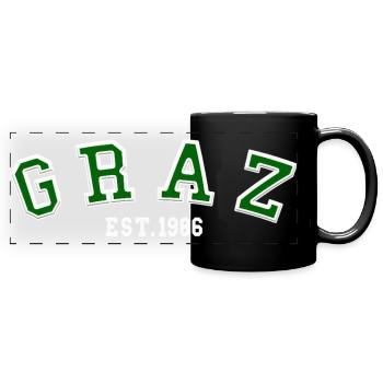 Graz fondée en 1986 - Mug panoramique uni - noir - Devant
