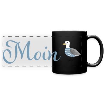Moin Möwe - Panorama-Tasse farbig - Schwarz - Vorne