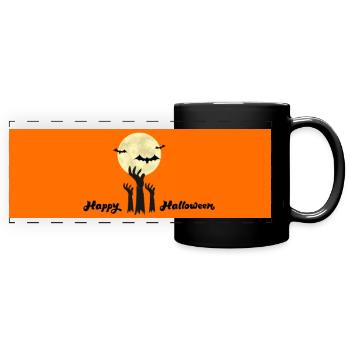 Halloween Tasse Orange - Panorama-Tasse farbig - Schwarz - Vorne