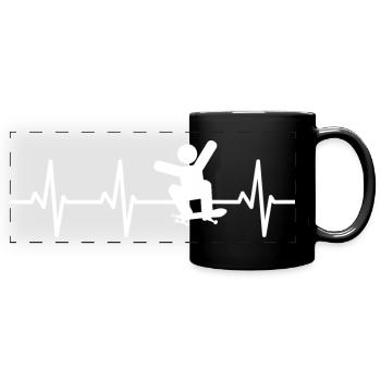 Skateboarder Strichmännchen Kardiogramm - Panorama-Tasse farbig - Schwarz - Vorne