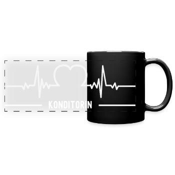 Confectioner Heartbeat Heart ECG Confectionery Profession - Full Colour Panoramic Mug - black - Front