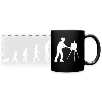 Development from baby to painter - Full Colour Panoramic Mug - black - Front