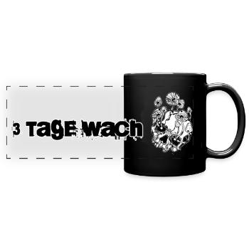 3 Tage wach! - Panorama-Tasse farbig - Schwarz - Vorne