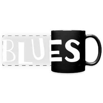 Distressed Blues Typography - Full Colour Panoramic Mug - black - Front