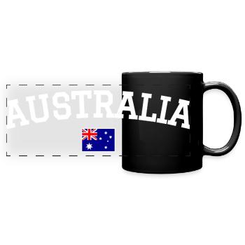 Drapeau australien : Dessin blanc - Mug panoramique uni - noir - Devant