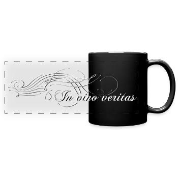 In vino veritas - Im Wein liegt die Wahrheit - Panorama-Tasse farbig - Schwarz - Vorne