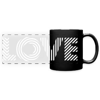 Love in the Square – Font Love Typo Design - Full Colour Panoramic Mug - black - Front