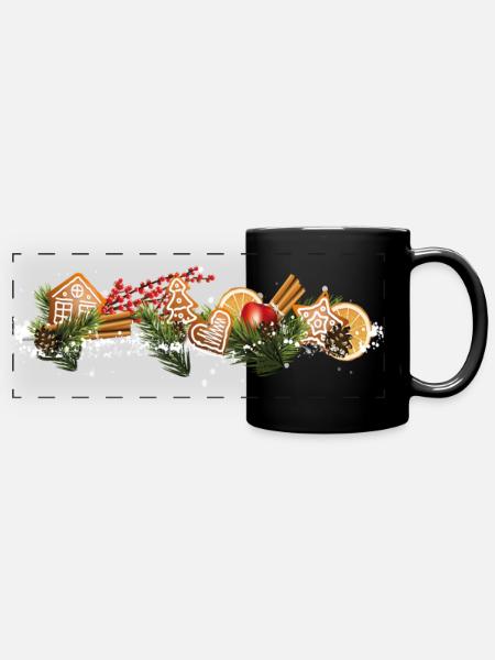 Weihnachtsplätzchen - Panorama-Tasse farbig - Schwarz