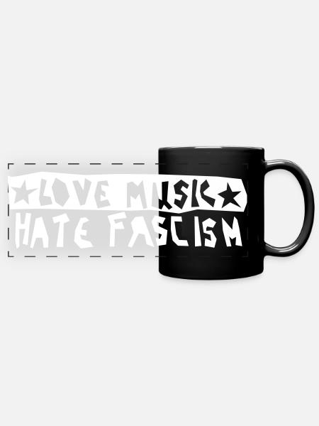 Love Music Hate Fascism - Panorama-Tasse farbig - Schwarz