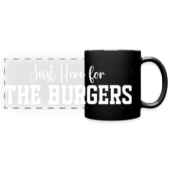 Nur hier für die Burger - Panorama-Tasse farbig - Schwarz - Vorne