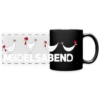 Ladies Night - JGA - Mädelsabend - Hühner - Panorama-Tasse farbig - Schwarz - Vorne