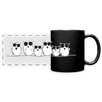 Coole Vögel mit Brille I Hühner I Vogel Comic - Panorama-Tasse farbig - Schwarz - Vorne