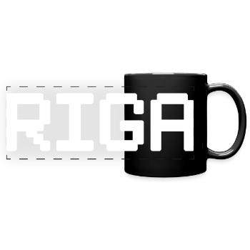RIGA Latvia Lettland - Panorama-Tasse farbig - Schwarz - Vorne