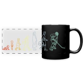 Eishockey Evolution - Panorama-Tasse farbig - Schwarz - Vorne