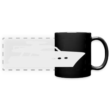 Yacht Silhouette Motorboot - Panorama-Tasse farbig - Schwarz - Vorne