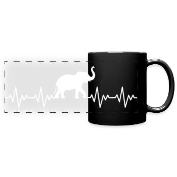 Elefant EKG Herzschlag - Panorama-Tasse farbig - Schwarz - Vorne