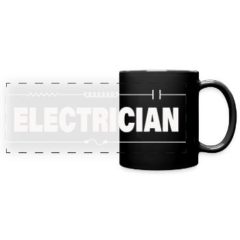 ELECTRICIAN - Panorama-Tasse farbig - Schwarz - Vorne