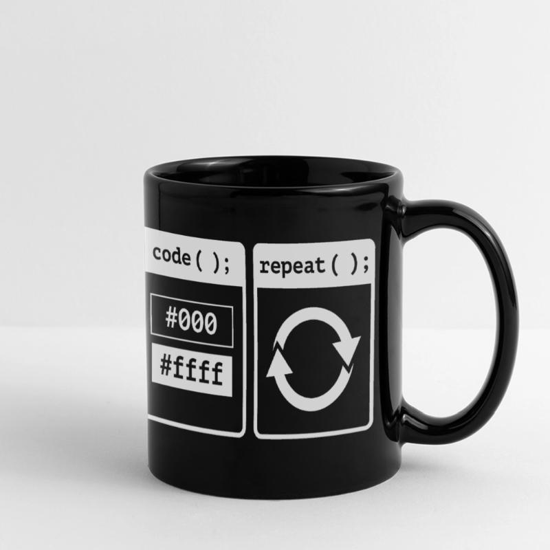 Eat Sleep Code Repeat – Coder Workflow Design Panorama-Tasse farbig