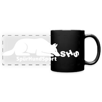 SHS Logo weiss - Panorama-Tasse farbig - Schwarz - Vorne