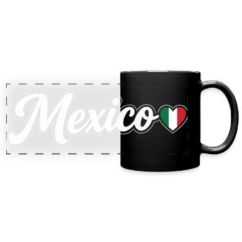 Scénario du Mexique avec un cœur de drapeau Patriotique - Mug panoramique uni - noir - Devant