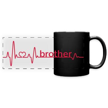 Herzschlag Brother EKG bester Bruder Geschwister - Panorama-Tasse farbig - Schwarz - Vorne
