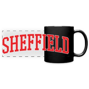 Sheffield Retro Varsity Lettering - Full Colour Panoramic Mug - black - Front