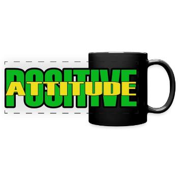 ATTITUDE POSITIVE - Texte vert/jaune - Mug panoramique uni - noir - Devant