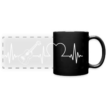 Hawaiian Ukulele Uke Heartbeat - Panorama-Tasse farbig - Schwarz - Vorne