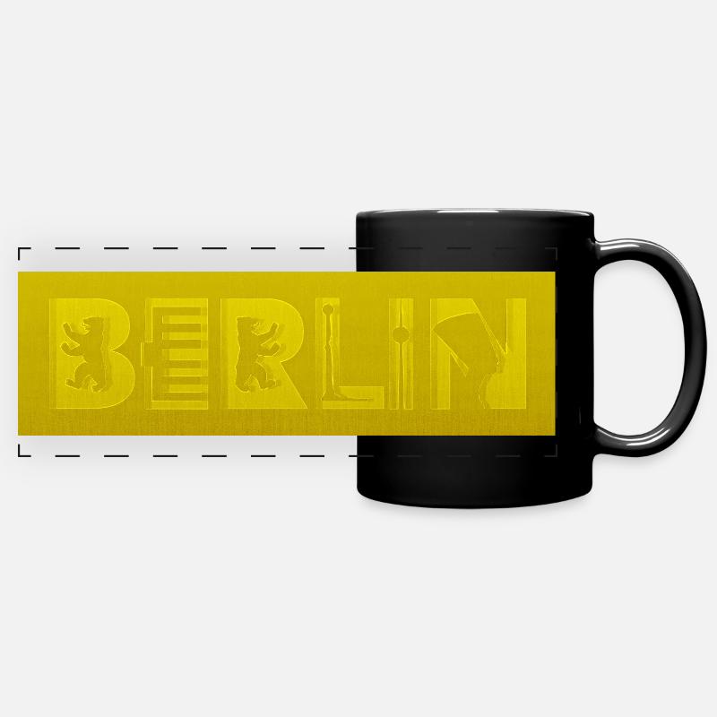 Berlin Brandenburg Gate Nefertiti TV Tower - Full Colour Panoramic Mug - black