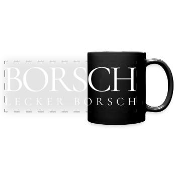 Russische Sprüche lustig Geburtstag Geschenkidee - Panorama-Tasse farbig - Schwarz - Vorne