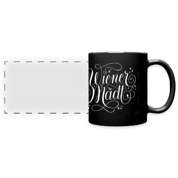 Wien Mädl - Panorama-Tasse farbig - Schwarz - Vorne