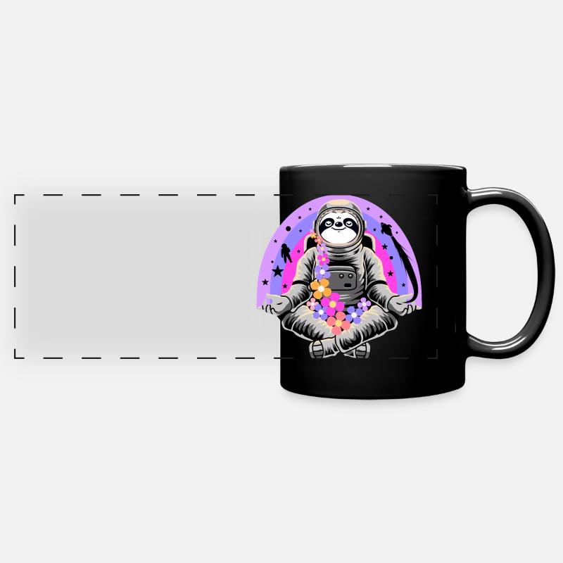 Sloth, Sloth as Astronaut - Full Colour Panoramic Mug - black