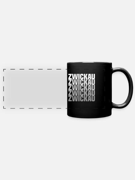 Zwickau - Panorama-Tasse farbig - Schwarz