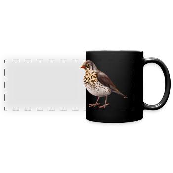 Grive oiseau - Mug panoramique uni - noir - Devant