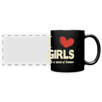 Ich liebe Mädchen - Panorama-Tasse farbig - Schwarz - Vorne