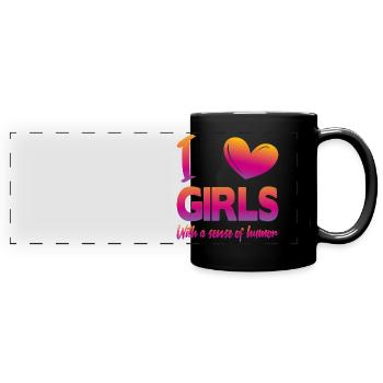 Ich liebe Mädchen - Panorama-Tasse farbig - Schwarz - Vorne