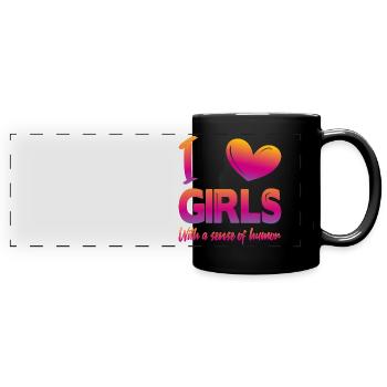 J’aime les filles - Mug panoramique uni - noir - Devant