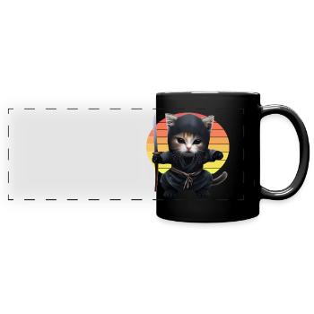 Ninja Cat Sunset - Full Colour Panoramic Mug - black - Front