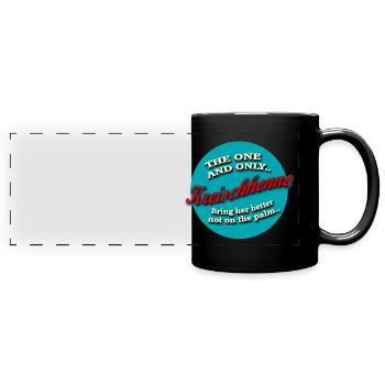 2023 Kreischhenne Bring her better not on the palm - Panorama-Tasse farbig - Schwarz - Vorne