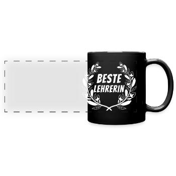 Beste Lehrerin Geschenk - Panorama-Tasse farbig - Schwarz - Vorne