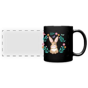 Osterhase - Panorama-Tasse farbig - Schwarz - Vorne