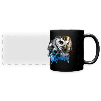Colourful Owl - Full Colour Panoramic Mug - black - Front