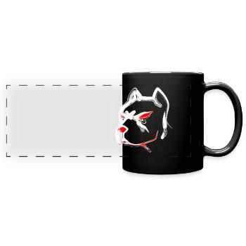 Design of a pit bull head face - Full Colour Panoramic Mug - black - Front